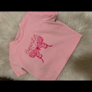 Pink butterfly crop top